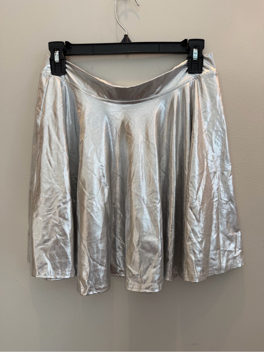 Metallic Silver Pleated Skirt women’s L 70s, disco, Halloween Costume